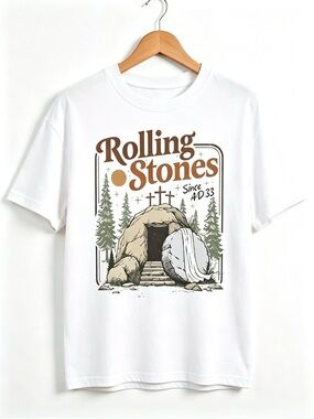 S Rolling Christian T-Shirt Trendy Stones Easter Clothing T-shirt Unisex